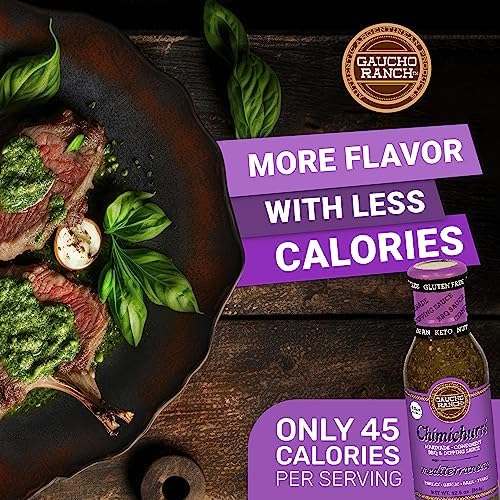 Gaucho Ranch Chimichurri Sauce Mediterranean | Chimichurri Seasoning Mix of Parsley, Basil, Garlic and Thyme | Adobo Sauce Gluten Free, Keto, Vegan | Ideal for Meat - 12.5oz
