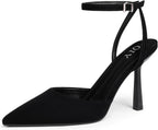 QIY Closed Toe Ankle Strap Heels Women Pumps Pointed Toe Heeled Sandals for Women Stiletto Wedding Dress Shoes