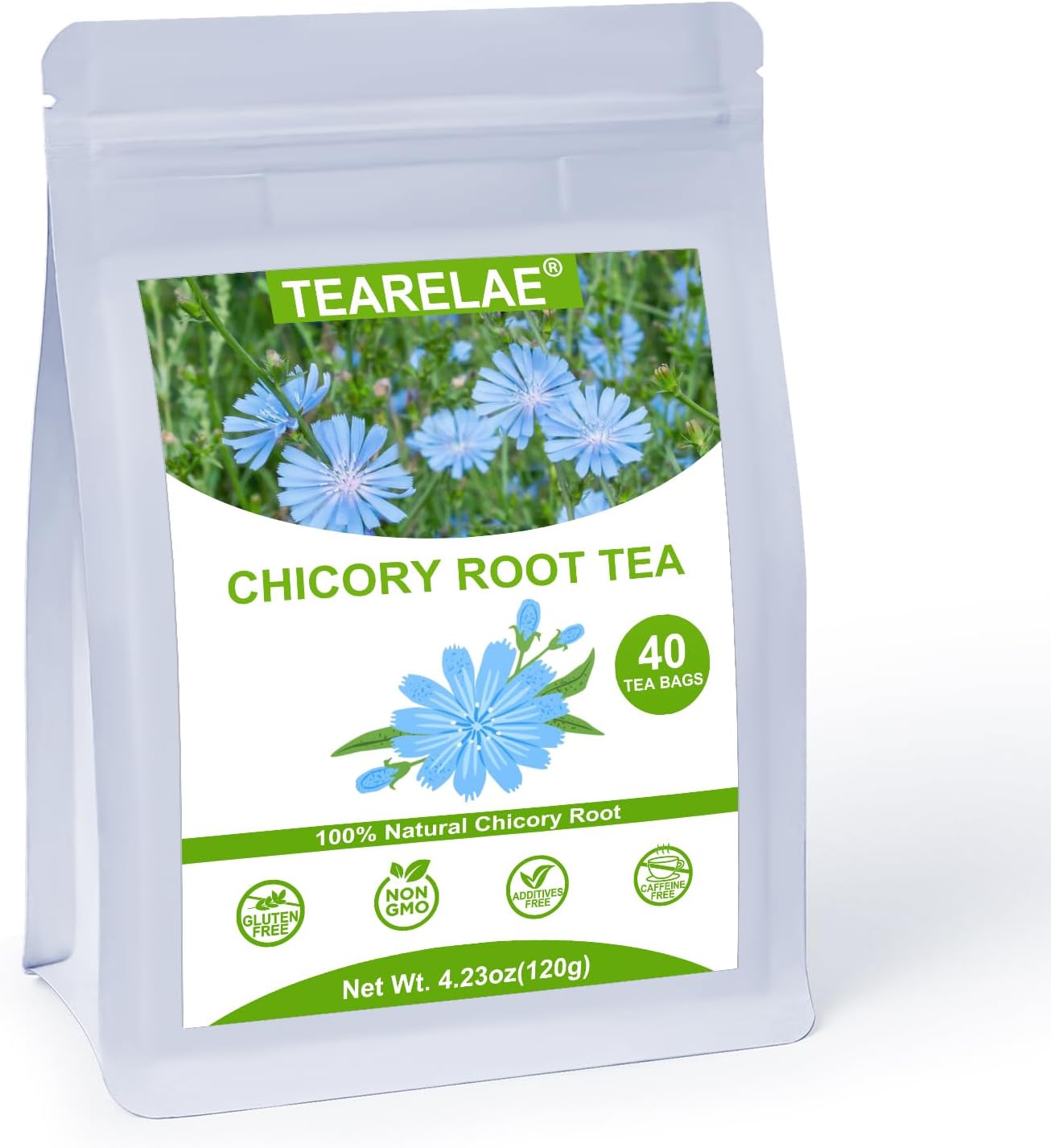 TEARELAE - Chicory Root Tea, 40 Count - Premium Chicory Tea - Natural Coffee Alternative - Caffeine-free - Non-GMO - Support Liver Health & Digestive