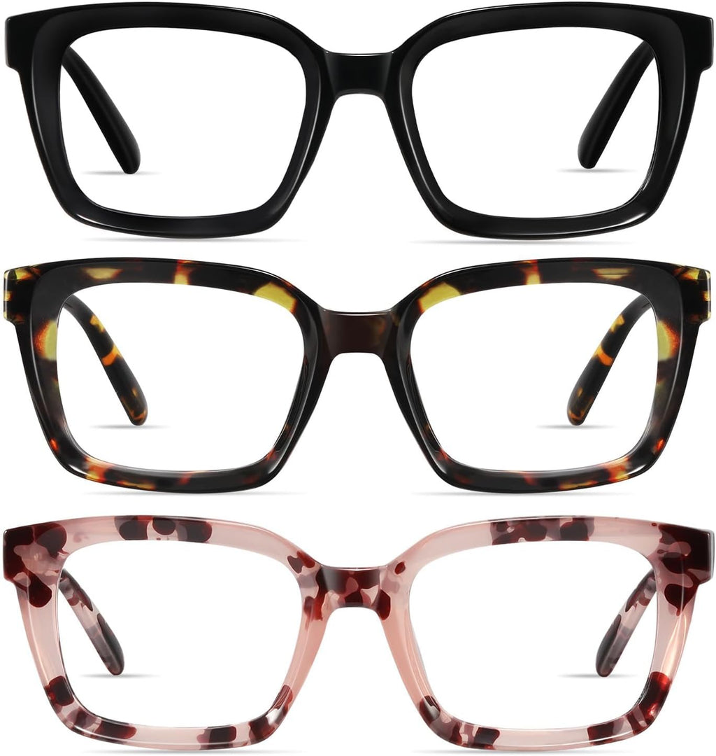 XVXV Reading Glasses for Women Men - Blue Light Blocking Readers Oversize Square Anti Glare with Spring Hinge