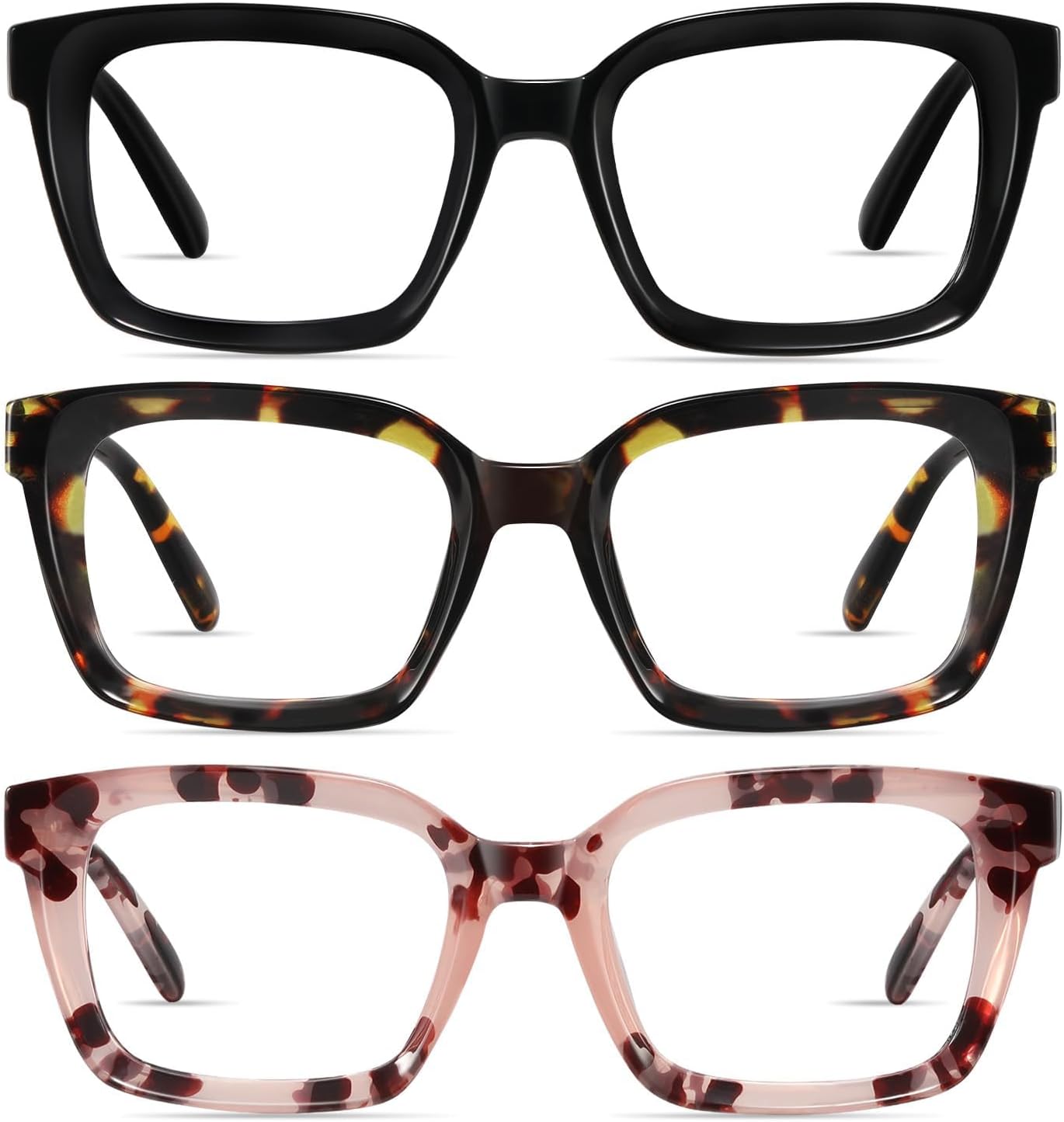 XVXV Reading Glasses for Women Men - Blue Light Blocking Readers Oversize Square Anti Glare with Spring Hinge