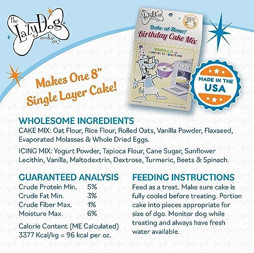 The Lazy Dog Cookie Co. Bake-at-Home Birthday Cake Mix Vanilla with Confetti Frosting Dog Treats, 12 oz.
