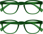 OPULIZE POP Reading Glasses for Women Men,Scratch Resistant Round Matt Frame with Spring Hinges, Green +1.50 (Pack of 2)