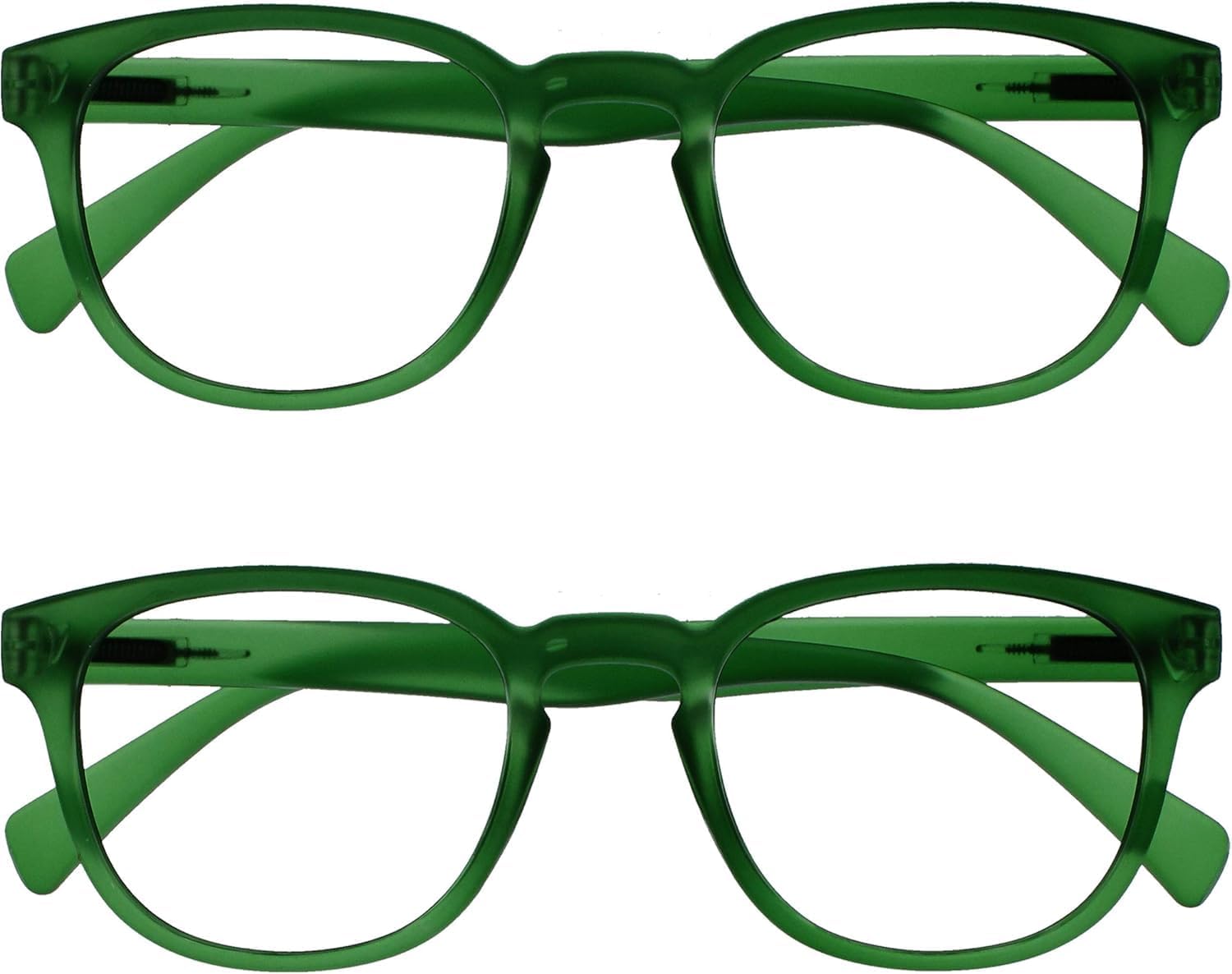 OPULIZE POP Reading Glasses for Women Men,Scratch Resistant Round Matt Frame with Spring Hinges, Green +1.00 (Pack of 2)