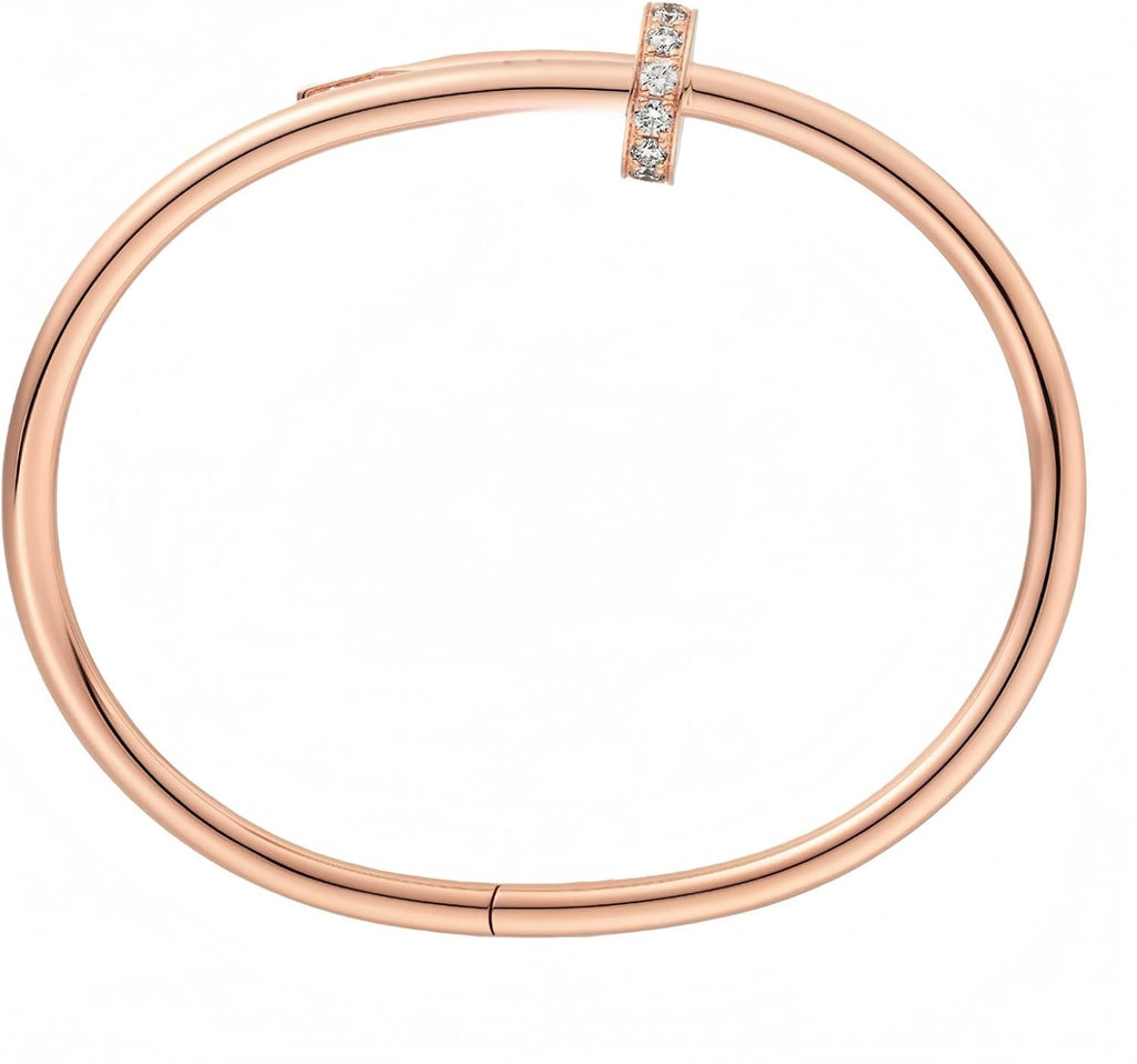 18K Gold Silver Rose Gold Plated Couple Bracelet, Elegant Willow Stud Open Design Wristband, Fashionable Valentine's Day Jewelry Gift For Elegant Men Gold Nail Bracelet For Women