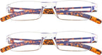VisionGlobal 2 Pairs Reading Glasses, Blue Light Blocking Glasses, Computer Reading Glasses for Women and Men, Fashion Square Eyewear Frame (2tortoise,+2.00 Magnification)