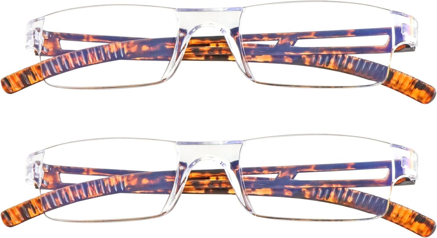 VisionGlobal 2 Pairs Reading Glasses, Blue Light Blocking Glasses, Computer Reading Glasses for Women and Men, Fashion Square Eyewear Frame (2tortoise,+2.00 Magnification)
