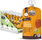 Li'l Hala Chicken Baby Food Meat Pouch | Pad Thai (12 ct) | 6+ Months Savory Baby Food Pouches with Protein and Organic Veggies, Nutrient Packed Toddler Snacks with Iron & Fiber | Stage 2 Meat Puree