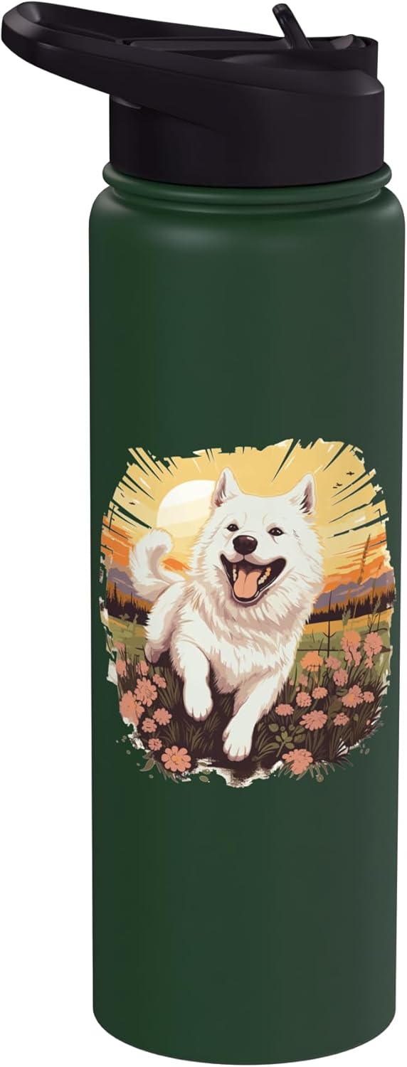 Samoyed Dog Breed Pet Cute Graphic Stainless Steel Insulated Water Bottle