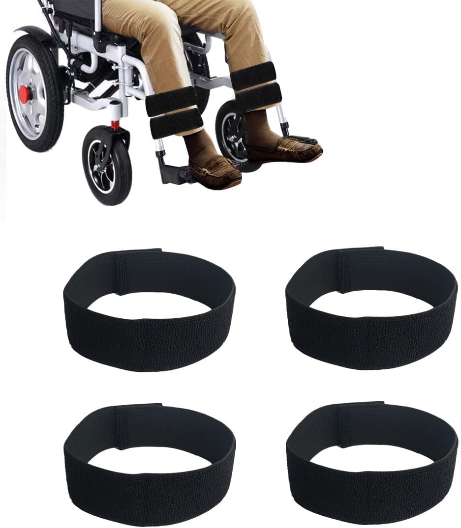 4PCS Wheelchair Leg Strap，Medical Restraints for Elderly Patient, Wheelchair Leg Protection Belt，Wheelchair Foot Rest Strap, Leg Straps