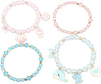 Cute Cartoon Charm Beaded Stretch Bracelet Set, Crystal Beads with Enamel Animal Charms