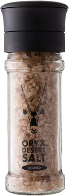 Oryx Smoked Desert Salt Grinder Refillable – Sea-salt Alternative - Ceramic Mill for Coarse Kosher Mineral Smoked Salt - Unrefined Natural Kalahari Desert Salt, 3.52 oz