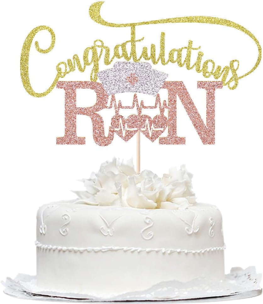 Congratulations RN Cake Topper -Congrats Nurse/BSN Cake Decor,Congratulations High School/College Graduation,Medical School Graduation Party Decorations Supplies