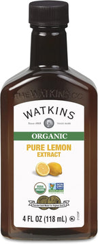 Watkins Organic Pure Lemon Extract, Non-GMO, Kosher, 4 oz. Bottle, 1-Pack
