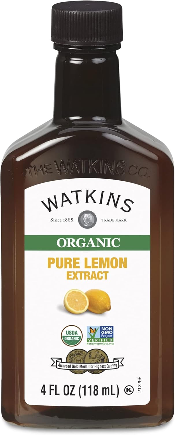 Watkins Organic Pure Lemon Extract, Non-GMO, Kosher, 4 oz. Bottle, 1-Pack