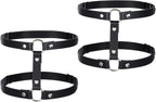2 Rows Thigh Garters for Women, Leather Leg Harness Adjustable Garter Belt Elastic Thigh Ring Garter Punk Gothic Strap Body Chain Accessories Harness for Leg Women Fashion, Black
