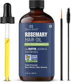 Botanic Hearth 100% Pure Rosemary Oil For Hair Growth Infused With Biotin | Hair Strenghtening Treatment | Nourishing & Volumizing | With Jojoba Oil & Castor Oil | Non GMO Verified | 2 fl oz, Blue
