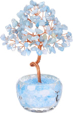 PESOENTH Aquamarine Crystal Tree of Life,Healing Crystal Stone Tree Spiritual Gifts for Women Mom Birthday,Blue Gemstone Trees Feng Shui Home Room Decor for House Warming Gifts