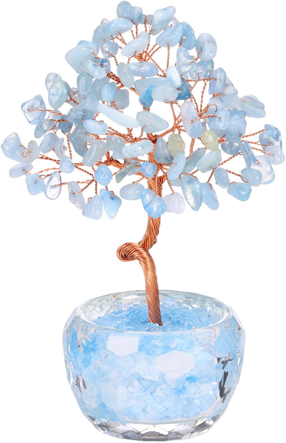 PESOENTH Aquamarine Crystal Tree of Life,Healing Crystal Stone Tree Spiritual Gifts for Women Mom Birthday,Blue Gemstone Trees Feng Shui Home Room Decor for House Warming Gifts