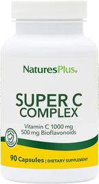 NaturesPlus Super C Complex - 90 Capsules - 1000 mg Vitamin C + 500 mg Bioflavonoids - Vegetarian, Gluten Free - 45 Servings