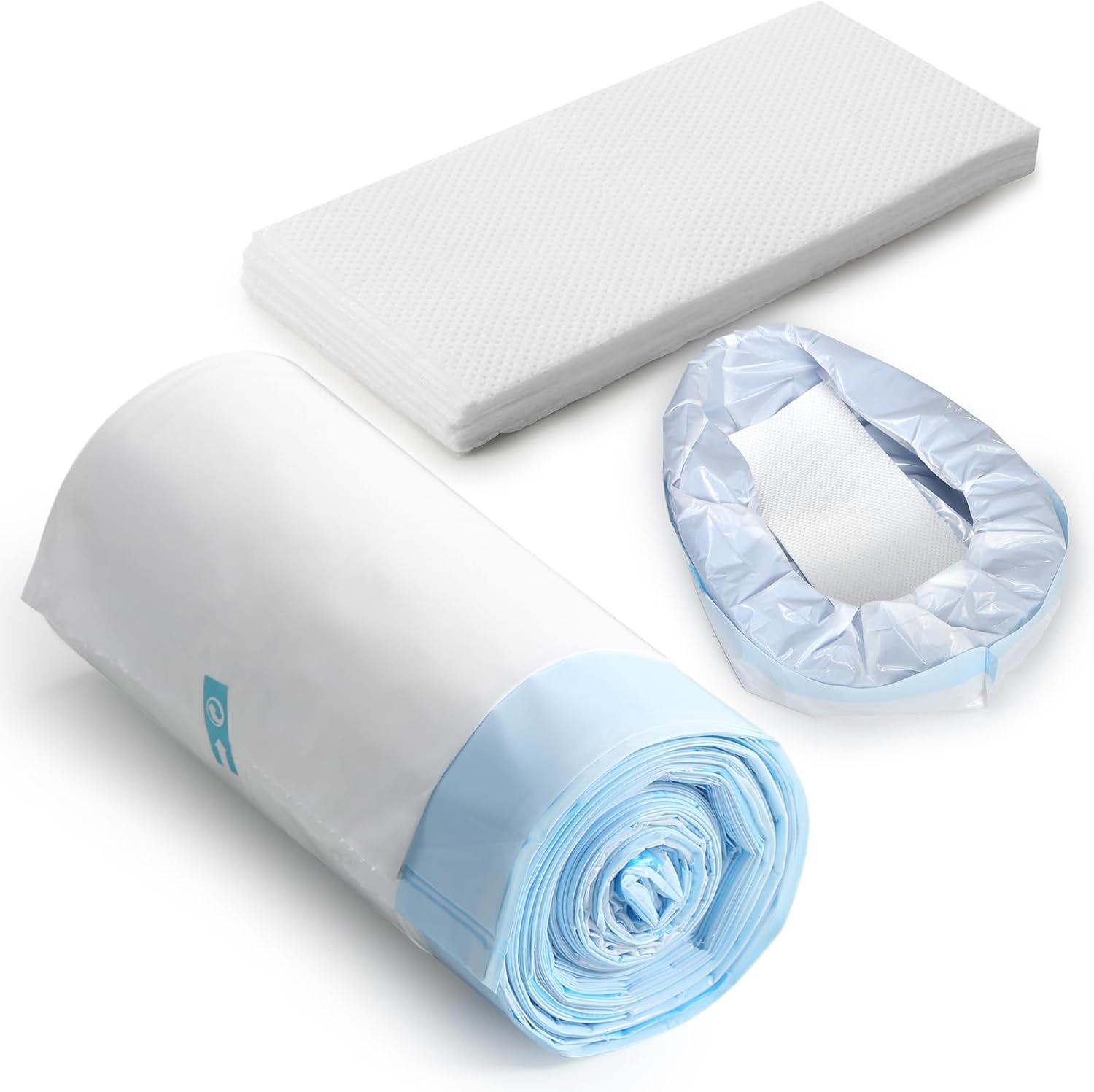 Bedpan Liners with Super Absorbent Pads 20 Packs Disposable Commode Liners Bed Pan Liners with Pulling String, Medical Grade & Universal Fit Bedside Commode Liners for Elderly Women Men Home Nursing