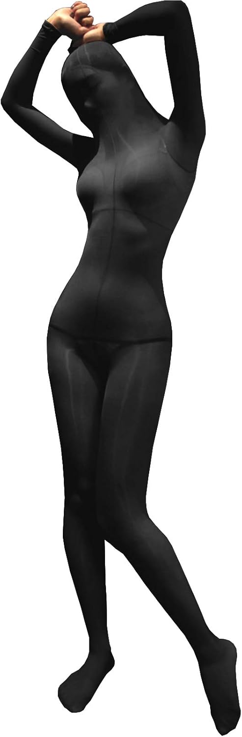 leesuo Women Men Sexy 8D Oil Shiny Glossy Nylon Sheer Full Bodystocking Long Sleeve High Collar Silky Bodysuit Catsuit