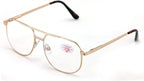 V.W.E. Bifocal Metal Tear Drop Reading Glasses - Big Lens Spring Hinge Square Reader - Clear lens