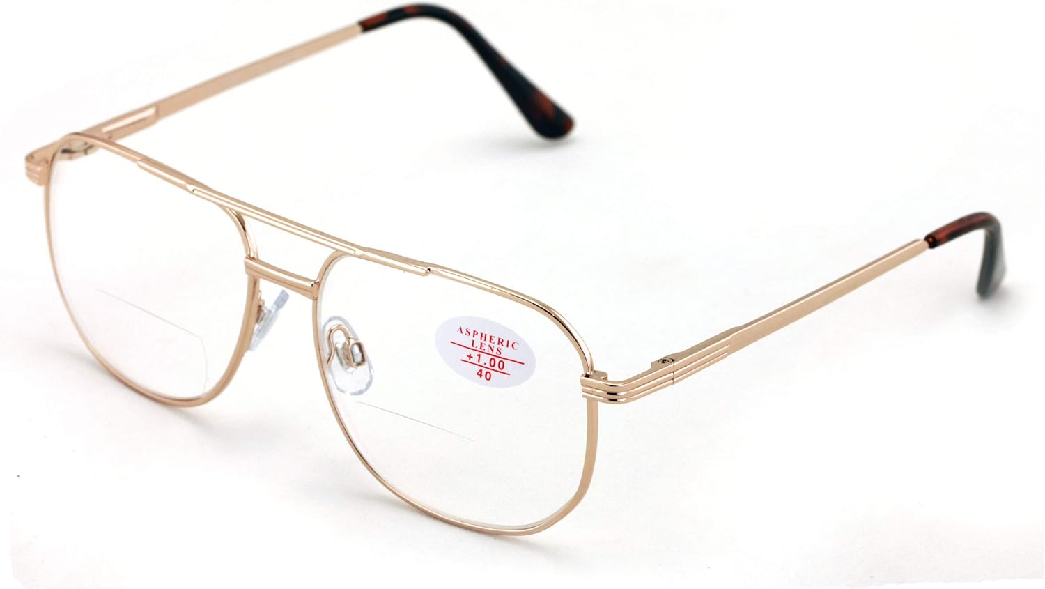 V.W.E. Bifocal Metal Tear Drop Reading Glasses - Big Lens Spring Hinge Square Reader - Clear lens