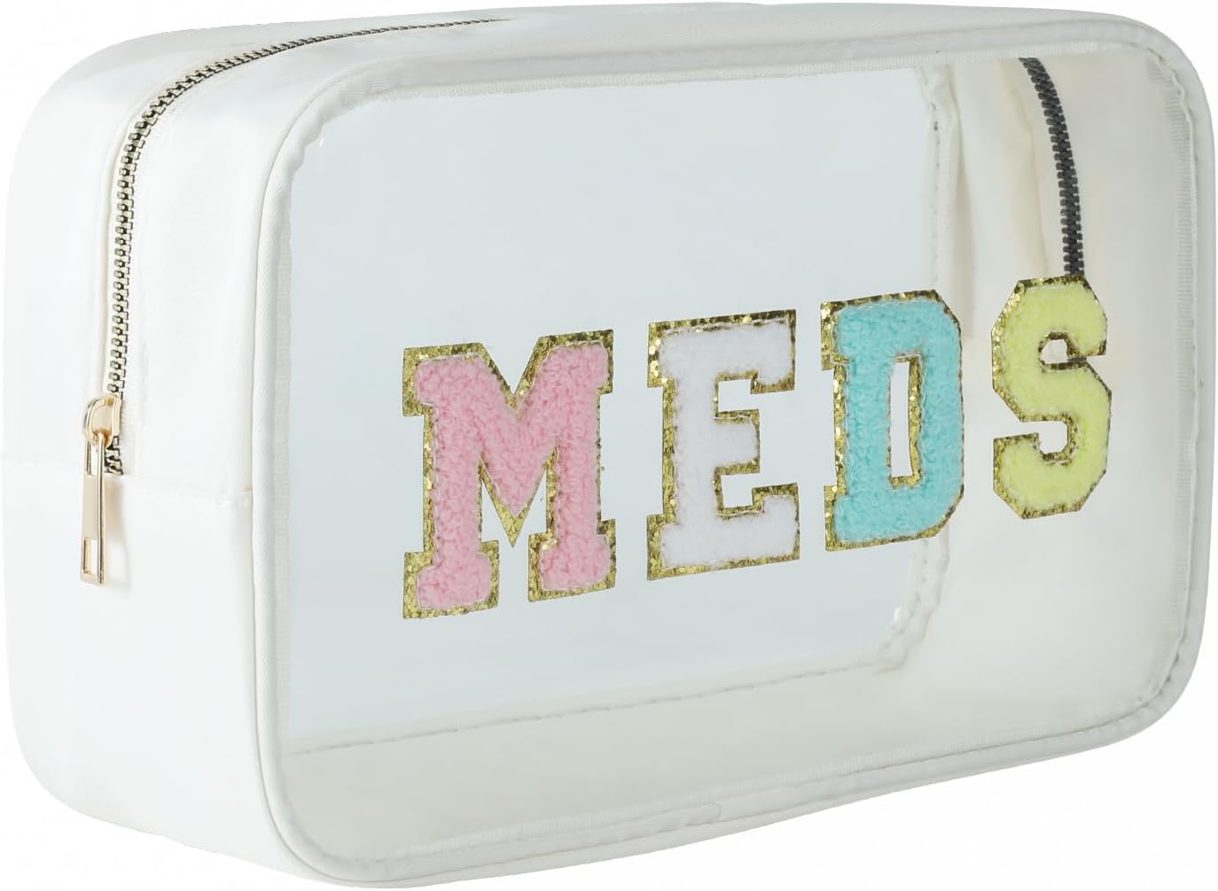 Medicine Bag Organizer & Travel Toiletry Bag for Women, clear makeup bag, Meds Patch & PVC, Meds Travel Bag - Ideal for Sunscreen, Pill Bags, Travel Medicine (white)