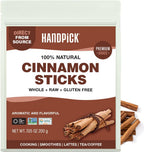 HANDPICK, Cinnamon Sticks (7 oz) 100% Raw, Non-GMO, Gluten-Free | Premium Quality | Resealable Ziplock Pouch | Perfect for Baking, Cooking & Beverages