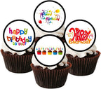 Happy Birthday Cake Toppers for Cake Decorating, Birthday Party Cupcake Toppers, Rainbow Happy Birthday Topper Cake and Cookie Decorations 24 x 4 cm / 1.5 inch UNCUT
