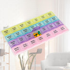 1 Piece Pill Medicine Organizer 28 Compartment Multicolor 7 Day Travel Medicine Case Morning Noon Night Backup A Day Daily Pill Box to Hold Vitamins, Medication