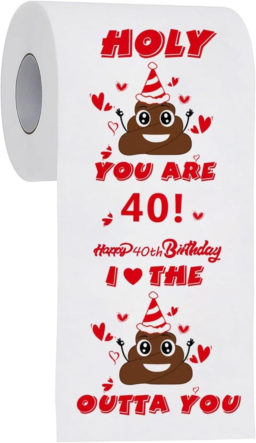 40th Birthday Gifts for Women Men, Happy Prank Toilet Paper, Novelty Gag Gifts 40th Birthday Decorations, Funny Toilet Tissues Bulk Toilet Rolls, Presents for Female Male 40th Birthday, 3 Layers