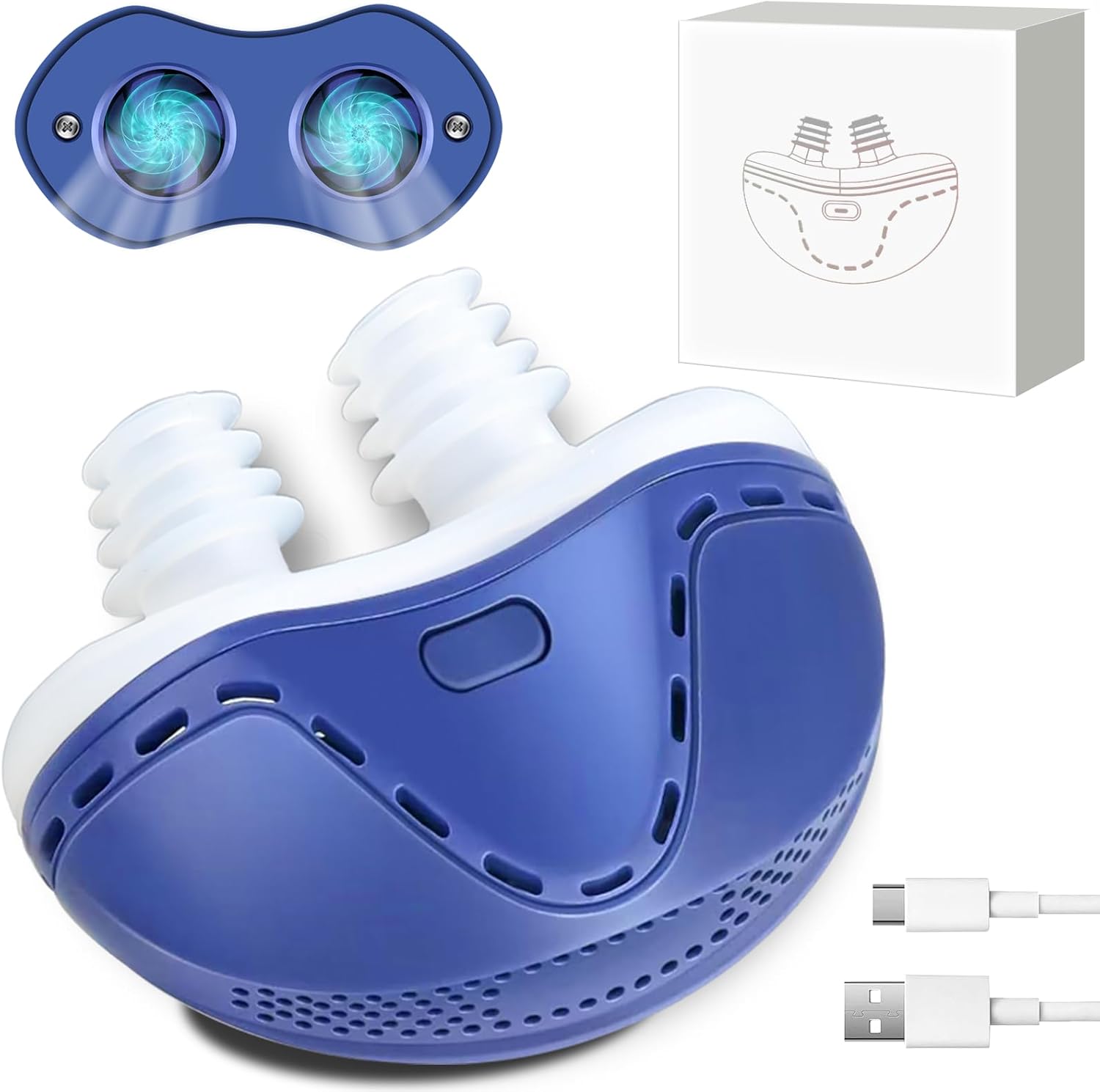 Anti Snoring Devices, Double Vortex Snoring Solution, Effective Snoring Prevention, Mini Stop Snoring Devices, Adjustable Wind Speed, Suitable for All Nose Shapes and Both Men and Women, B22-01