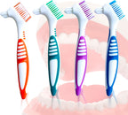 Denture Brush,4PCS Denture Toothbrush,Dentures Cleaner Brush for Dental Devices,Mouth Guard, False Teeth,No-Slip Handle Dental Appliance Cleaning Brushs (4 Colors 4pcs)