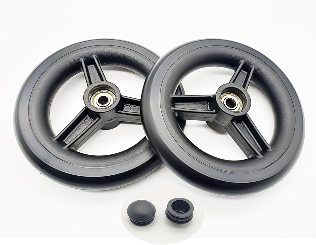 Rollator walker replacement 6 inch rear wheel,Rollator rear Wheel Assembly,6 inch solid wheel, 6" 3 rib Caster Wheel,rollator walker accessories,Universal parts,MDS86825SLRW,Set of 2,Black.