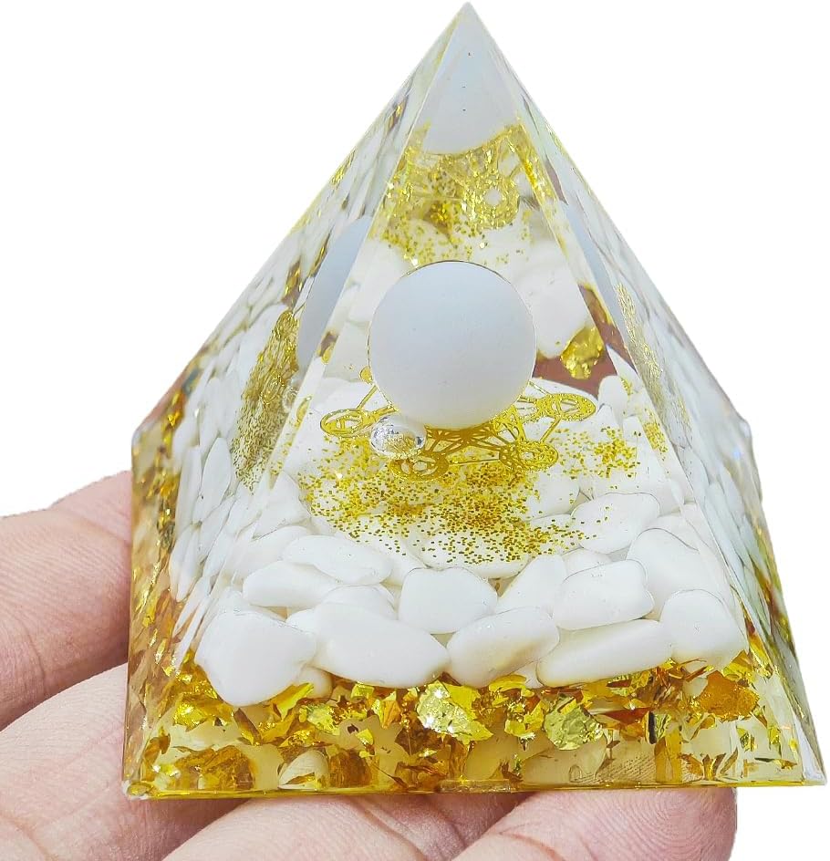 AierCrystal Natural Mineral Crystal Pyramid Energy Healing Meditation Aid Feng Shui Protection Home Decor Versatile Gift Option(2inch Pyramid White Agate)