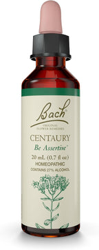 Bach Original Flower Remedies, Centaury - Be Assertive - Natural Homeopathic Flower Essence for Emotional Balance - Vegan, Gluten Free, Sugar Free - 20mL Dropper