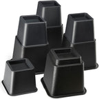 Home It Adjustable Bed Risers - Elevation in 3, 5 or 8 Inch - Heavy Duty Stackable Furniture Risers Supports 1,300 lbs - for Under-Bed Storage, College Dorms, Table and Couch, 4 Pack Bed Lifts Black