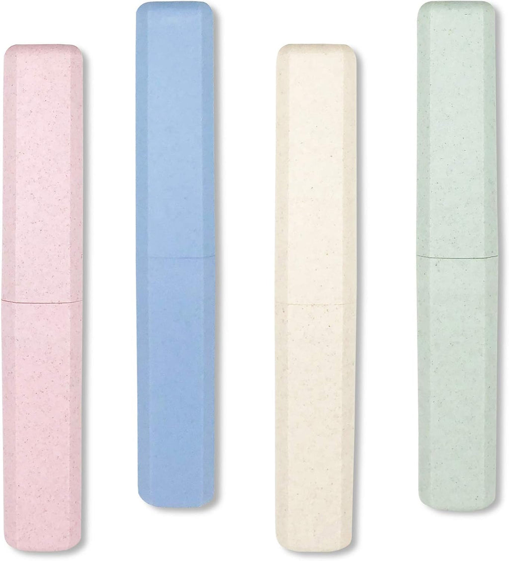 Mulbozy 4 Packs Portable Travel Toothbrush Case, Breathable Plastic Toothbrush Holder for Home, Travel, Business, Camping, School
