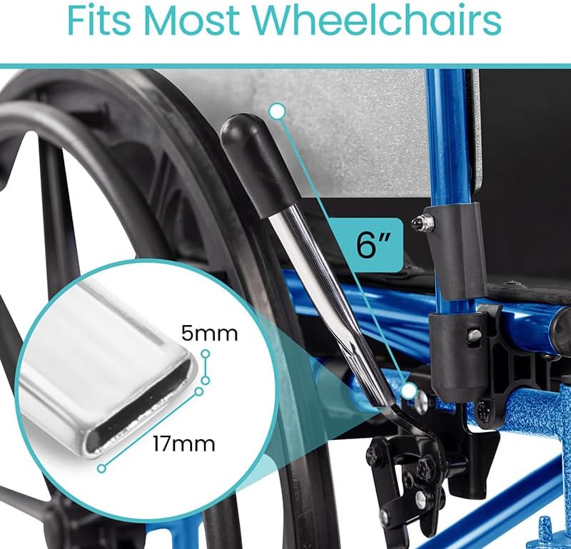 Vive Wheelchair Brake Extenders - Durable Brake Handle Extensions for Medical Wheel Chairs, Transport Chairs - for Adults & Seniors with Limited Mobility, Weak Hands, & New Wheelchair Users