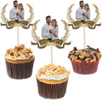 Custom Romantic Photo Cupcake Toppers | Non-Edible Anniversary Decorations | Couple Portrait Cake Toppers