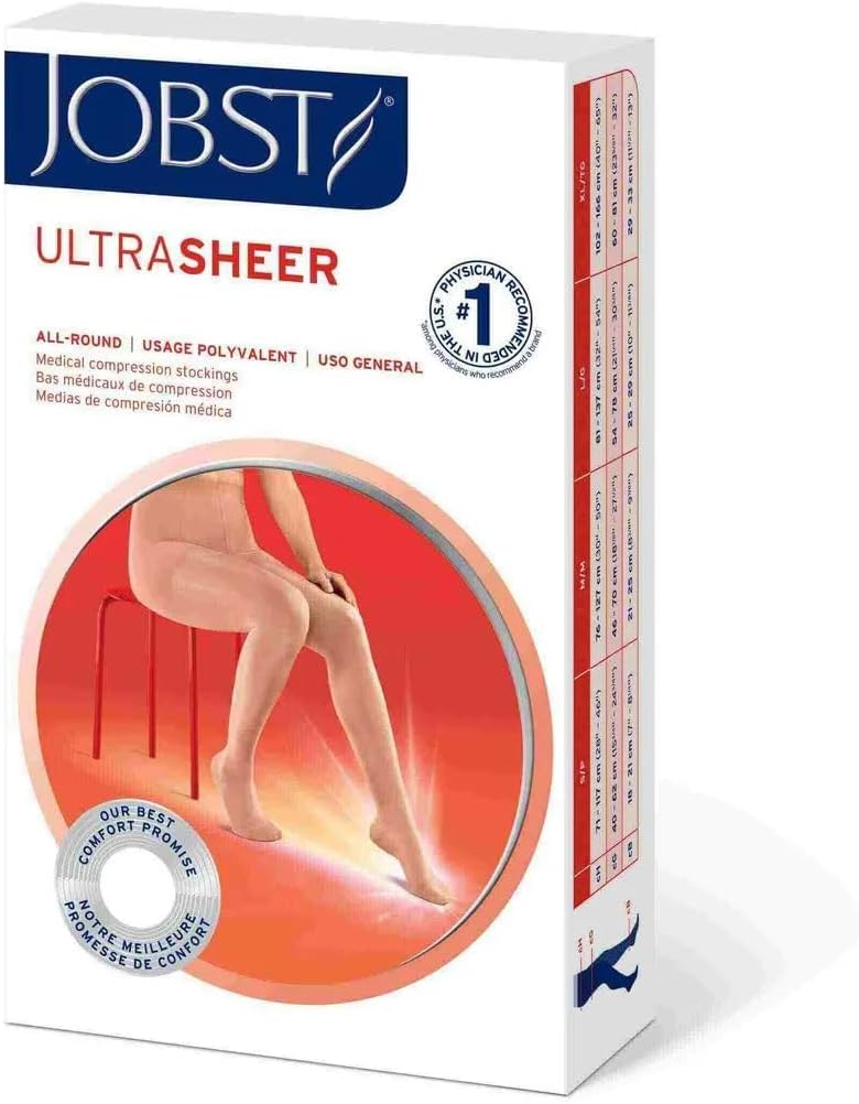JOBST BSN Medical 119356 Jobst Ultra Sheer Compression Stocking, Waist High, 15-20 mmHg, Closed Toe, X-Large, Natural