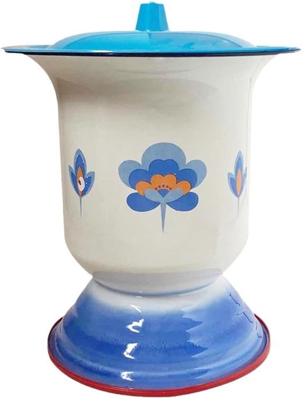 Enamel Spittoon Chamber Pots for Women and Men with Lid Urinal Bucket Toilet Bed Pans Handheld Portable Household(Blue a,Large)