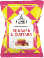 Original Bonds London Rhubarb & Custard Bag Sugar Coated Rhubarb & Vanilla Flavored Boiled Sweets Imported From The UK The Best Of British Candy - PACK OF 2