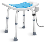 Bath Seat Bathroom Bathtub Shower Chair Stool for Adults, Seniors and Disabled, Elderly Tub Transfer Bench for Inside Shower (Grey, Round Foot Mats)