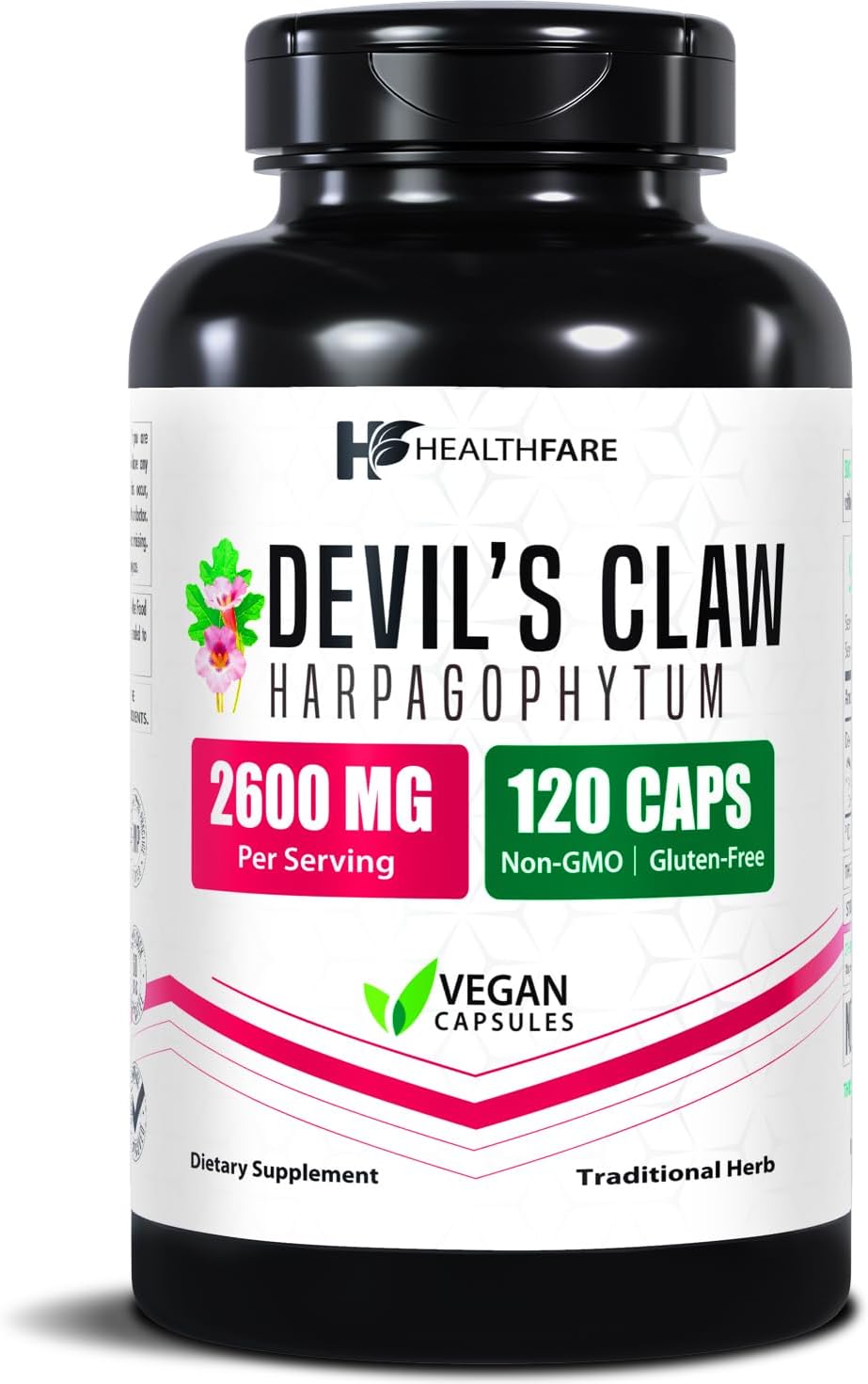 Healthfare Devils Claw Root | 2600mg Herbal Supplement | 120 Vegan Capsules | Concentrated Root Extract for Joint Support | Non-GMO, Gluten-Free | Made in USA