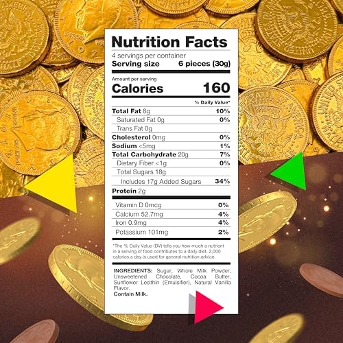 Gold Chocolate Coins | 25 Count | Individually Wrapped Chocolate Coins | Gold Candy for Holiday Treats, Buffets, Pirate Treasure, Goodie Bags & Festive Celebrations