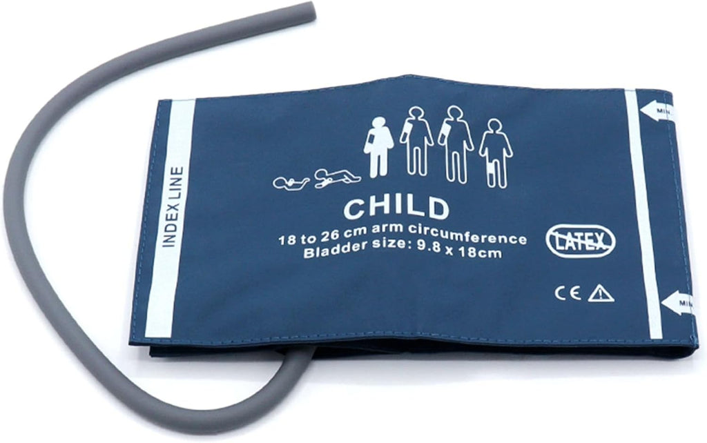 Universal NIBP PU Cuff for Pediatric Child 18-26cm, Single Tube Reusable Replacement Blood Pressure Cuff, No BP Connector