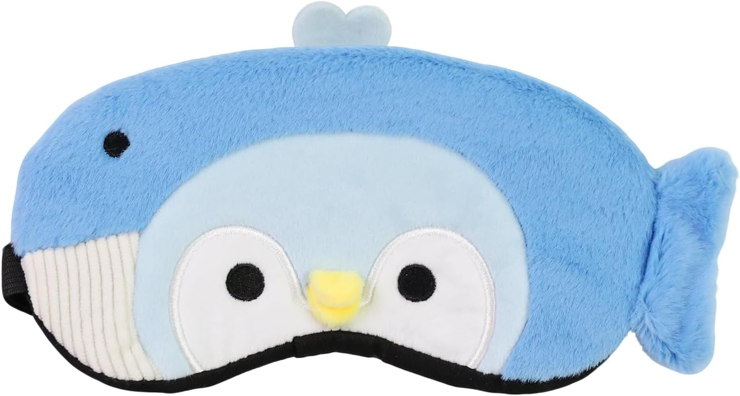PERFECTSIGHT Sleep Eye Masks, Cute Plush Sleep Eye Cover Lightweight Adjustable Eyeshade Faux Fur Mask Cover for Women Men Kids Sleep Travel Nap, Blue Penguin